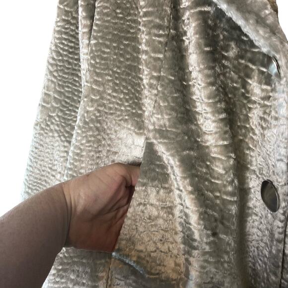 Etcetera Silver Platinum‎ Croc Embossed Faux Fur Jacket Size 14 - Picture 10 of 16